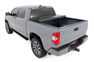 Toyota Tundra Hard Tri-Fold Flip Up Bed Cover - Rear - Rough Country - 5'7